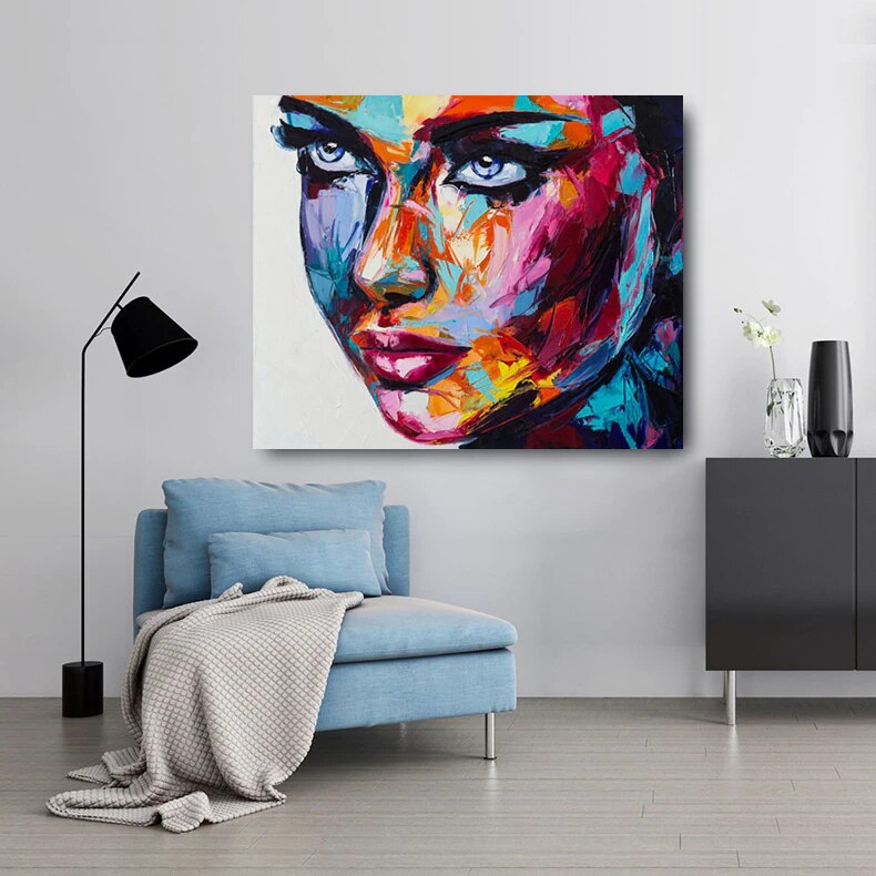 Hand Painted Large Size Fantasy Woman Face Canvas Oil Paintings Modern ...