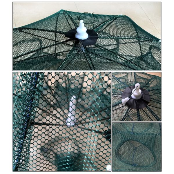 New Best Hot Selling Strengthened 4-20 Holes Automatic Fishing Net Shrimp Cage Nylon Foldable Crab Cast NetFish Trap