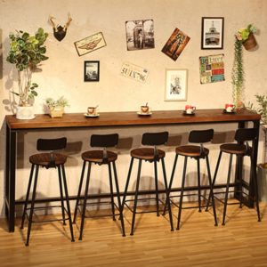 Modern Wood Metal High Bar Table Simple Home Coffee Bar Table Against The Wall Strip Side High Bar