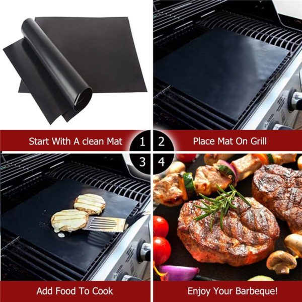 Extra Thick Heat Resistant BBQ Grill Mat Reusable Non-Stick Coating Barbecue Grilling Sheet Liner