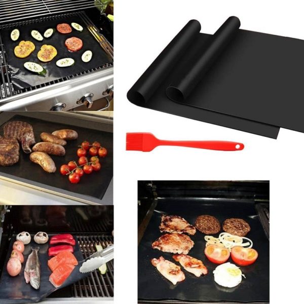 Extra Thick Heat Resistant BBQ Grill Mat Reusable Non-Stick Coating Barbecue Grilling Sheet Liner