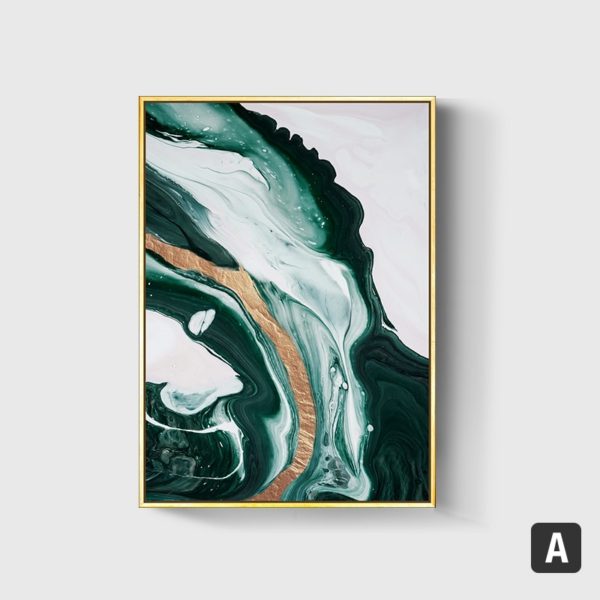 Decor Modern Abstract Gold foil lines Green Canvas Art Paintings For Living Room Bedroom Posters