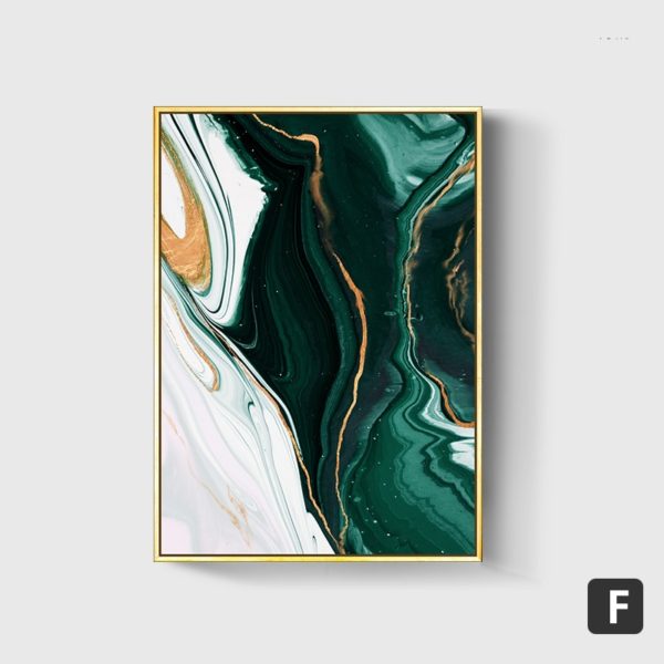 Decor Modern Abstract Gold foil lines Green Canvas Art Paintings For Living Room Bedroom Posters
