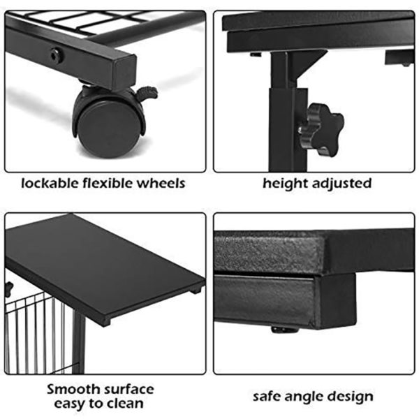 Height Adjustable Morden Sofa Side Snack End Table Sturdy Steel Frame Rolling Caster Multifunction