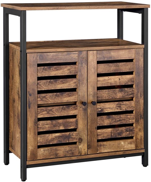 Standing Cabinet, Storage Cabinet, Accent Side Cabinet, Cupboard with Louvered Doors,