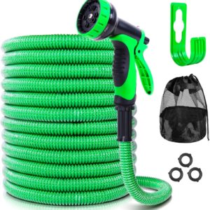 50 FT Expandable Garden Hose Water Hose, 2021 All New Patented Garden Hose with 10-Function Spray Nozzle & Hose Holder, 3-Layer Flexible Hose with PVC Protective Film, Bonus Storage Bag