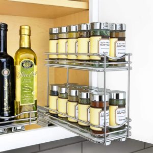 Slide Out Double Spice Rack Upper Cabinet Organizer, 4-1/4", Chrome