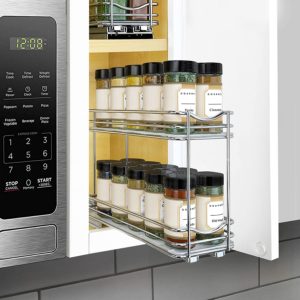Slide Out Double Spice Rack Upper Cabinet Organizer, 4-1/4", Chrome