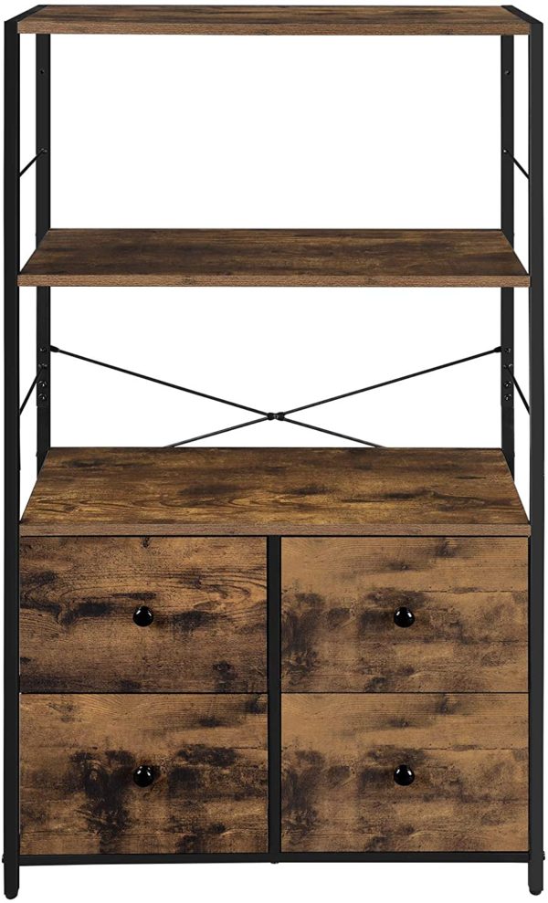 Rustic Storage Cabinet, Storage Rack with Fabric Drawers, Industrial ...