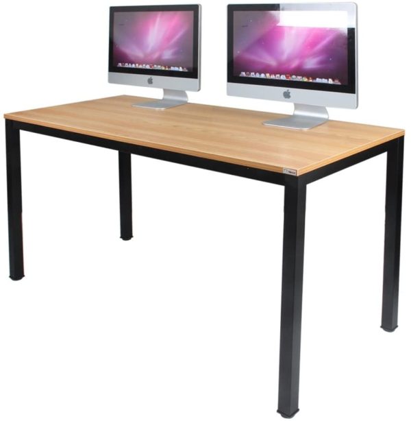 Computer Desk 63inches Large Size Desk Dining Table Writing Desk with BIFMA Certification Workstation Office Desk, Teak&Black AC3BB-160-CA