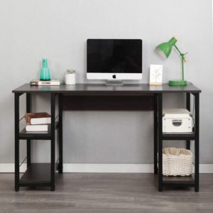 Office Desk 55 inches Computer Desk, Modern Style Desk with Shelves Workstation Desk, White Maple