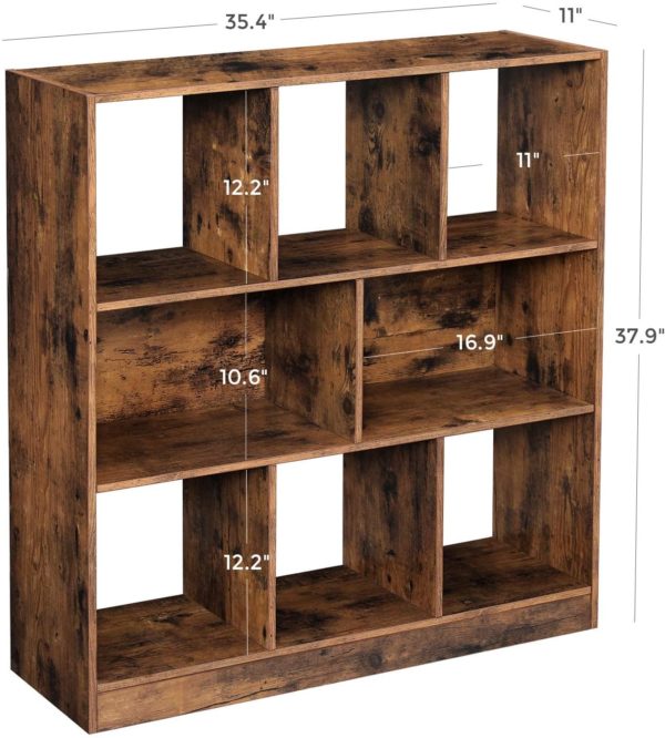 Wooden Bookcase with Shelves, Freestanding Bookshelf Storage Display Cabinet, Brown