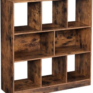 Wooden Bookcase with Shelves, Freestanding Bookshelf Storage Display Cabinet, Brown