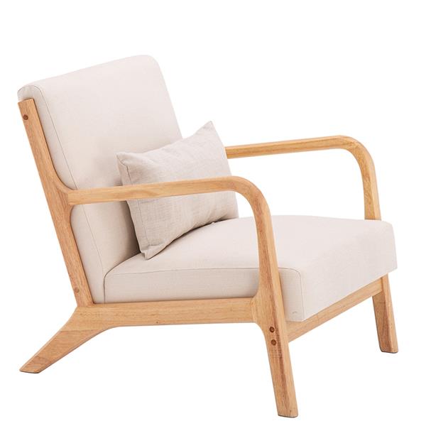 Fabric Oak Sofa Beige Recreational Chair (66 x 68 x 75cm) US Warehouse