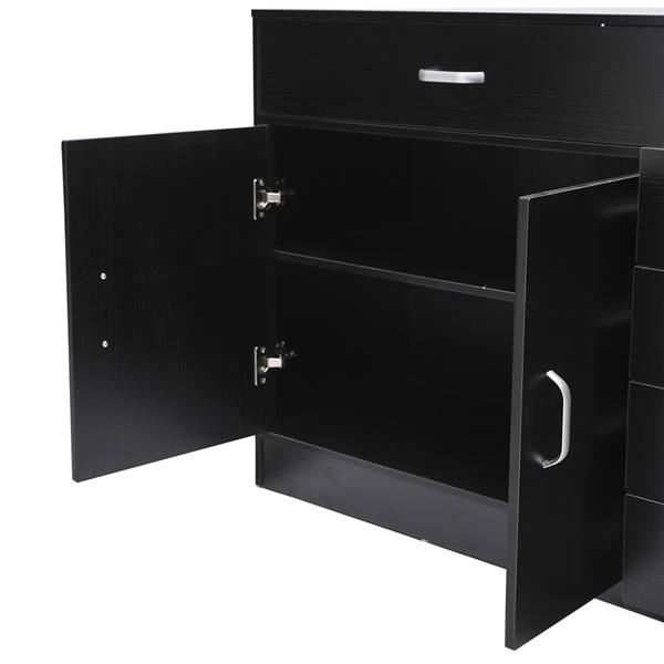 Rectangular 7 Compartments 5 Drawers 1 Door Hair Salon Cabinet Black