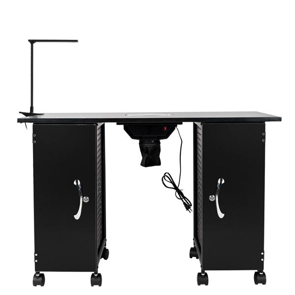 Manicure Table Nail Table Iron Manicure Station Large Table with LED Lamp & Arm Rest Salon Spa Nail Equipment Black
