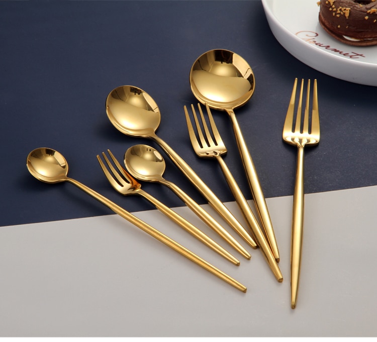 Gold Cutlery Set Forks Spoons Knives Tableware Steel Cutlery Set Stainless Steel Dinnerware Set Chopstick Spoon Knife Fork