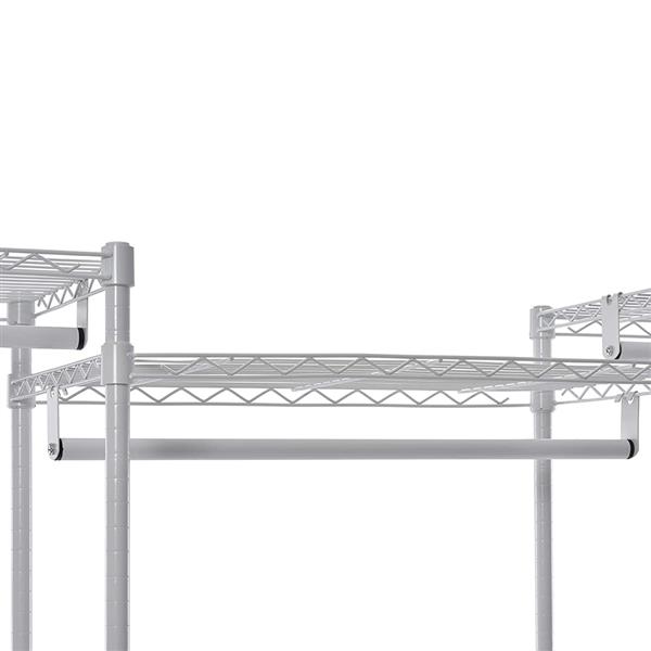 Closet System Organizer Clothes Stand Open Steel Wire Rack Hanger White with 7 Shelves 2 Sliding Baskets 4 Garment Bars US-Stock