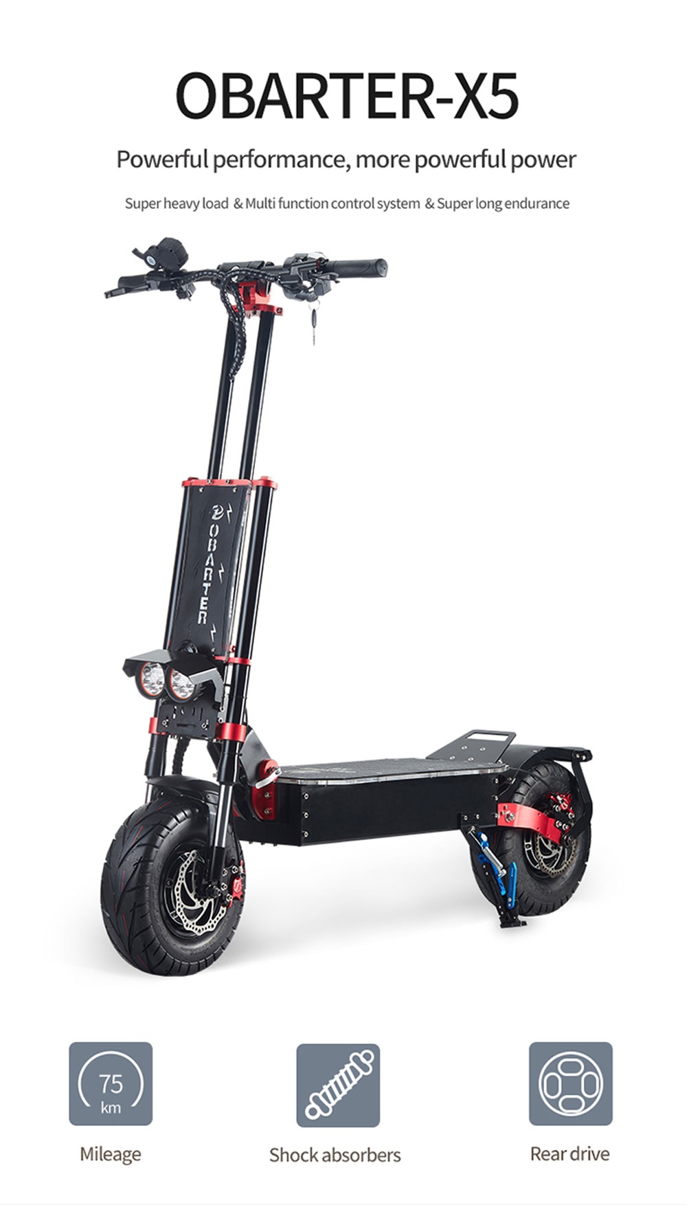 OBARTER X5 13inch fat wheel Electric Scooter with 60V 5600w powerful Motor for Adults E Scooter