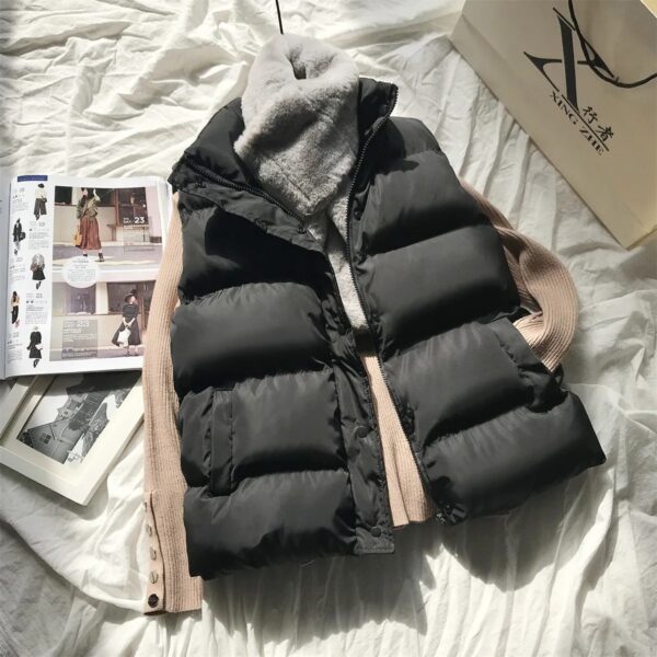 Women Winter Warm Cotton Padded Puffer Vests Sleeveless Parkas Jacket ...