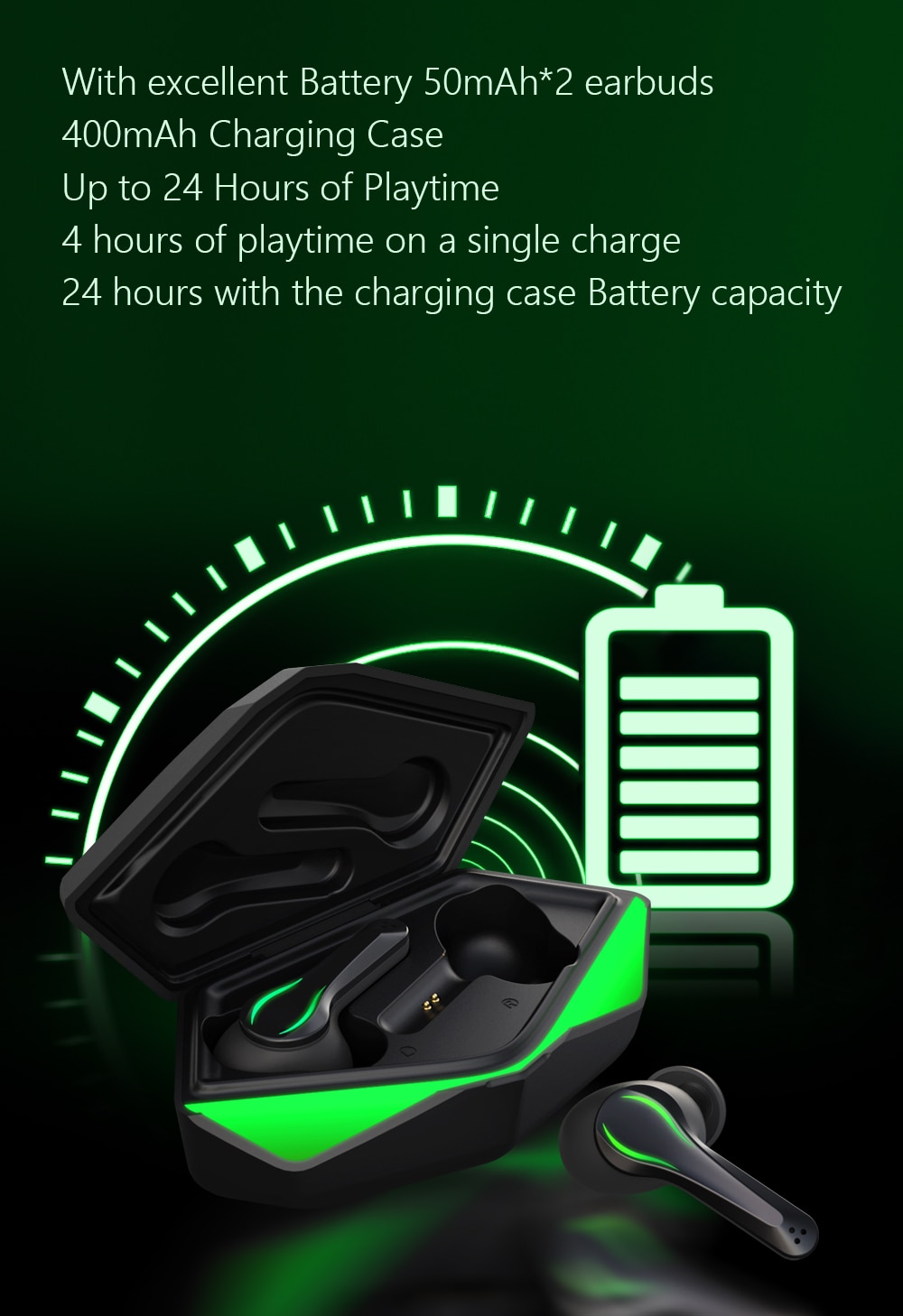 Zime Winner Gaming Earbuds 65ms Low Latency TWS Bluetooth Earphone with Mic Bass Audio Sound Positioning PUBG Wireless Headset