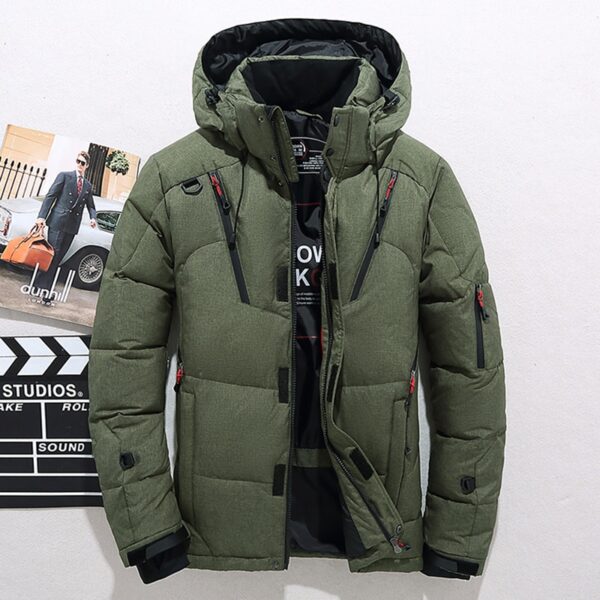 Men's White Duck Down Jacket Warm Hooded Thick Puffer Jacket Coat Male ...