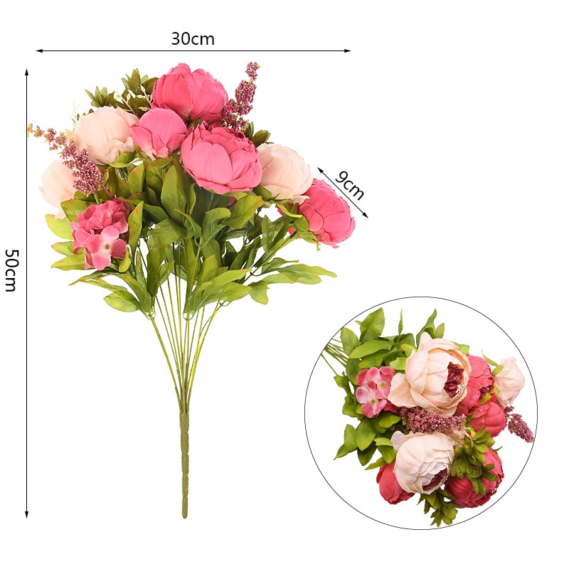 1Bunch European Artificial Peony Flowers Silk Fake Flowers Wedding ...