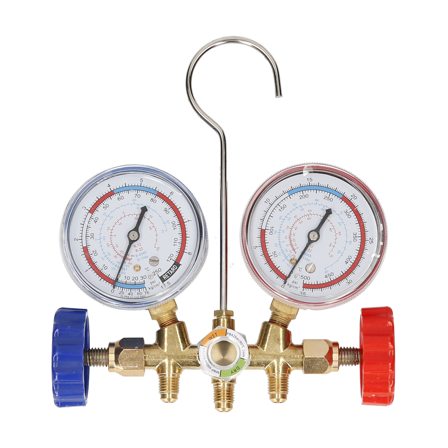 3 Way AC Manifold Gauge Set with Hoses Couplers & Adapter Refrigerant