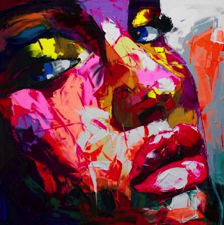 Francoise Nielly Woman Knife Oil Painting on Canvas for Home Decor Figure Canvas Painting Colorful Face Portrait Artworks