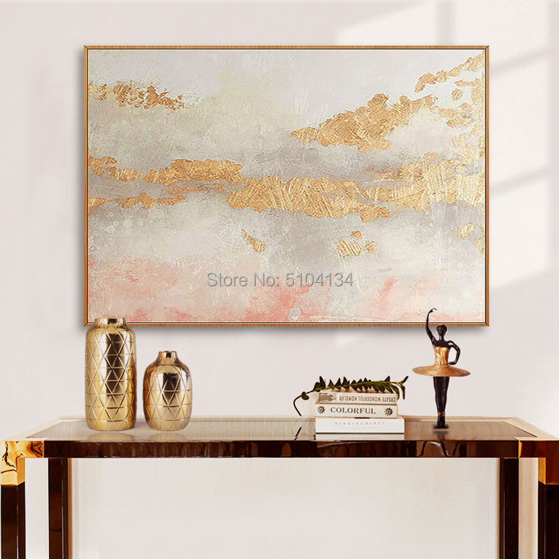 Hand Painted Abstract oil Painting on Canvas Art Poster Wall Picture Painting for Living Room Sofa Decoration Gold
