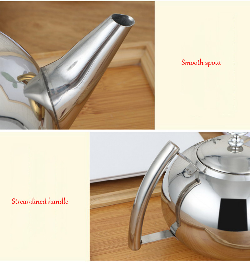 Fashion Thicker 304 Stainless Steel Water Kettle Tea Pot With Filter Hotel Coffee Pot Restaurant Induction Cooker Tea Kettle